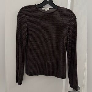 VINCE Houndstooth Crew-Neck Top